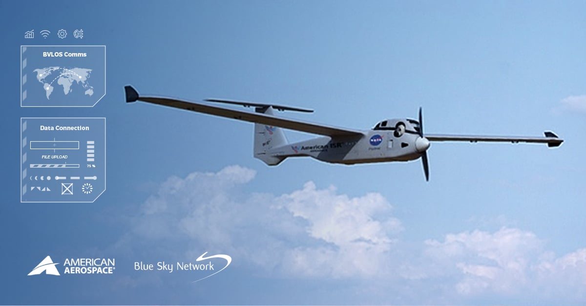 UAV Flying in a Blue Sky with Clouds in the Background