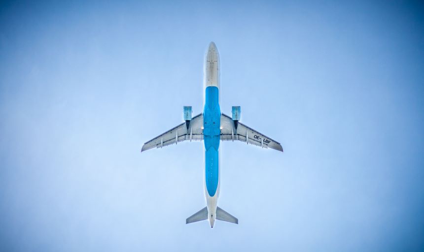 Aviation picture - blue and white plane