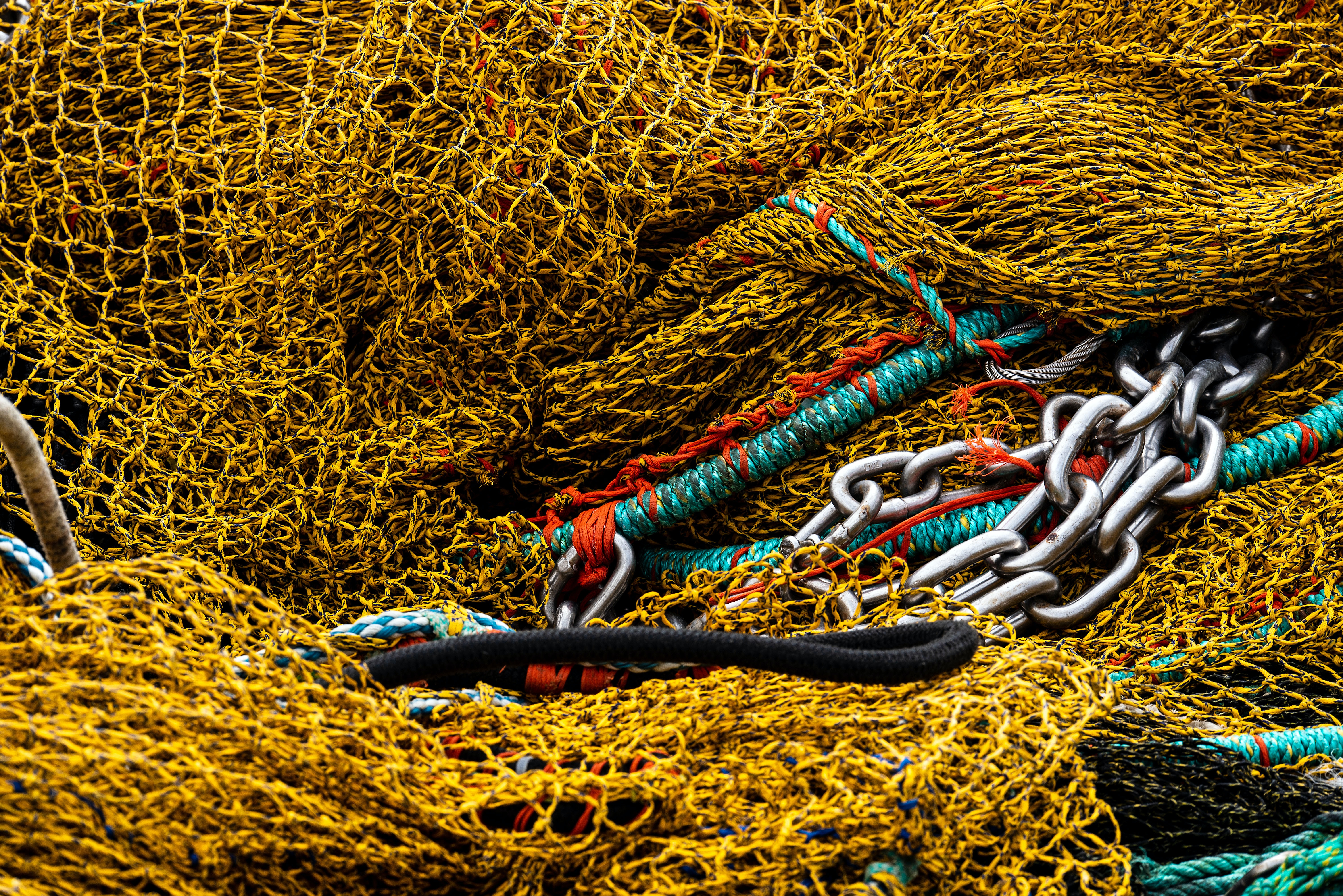 Fishing nets, rope and chain